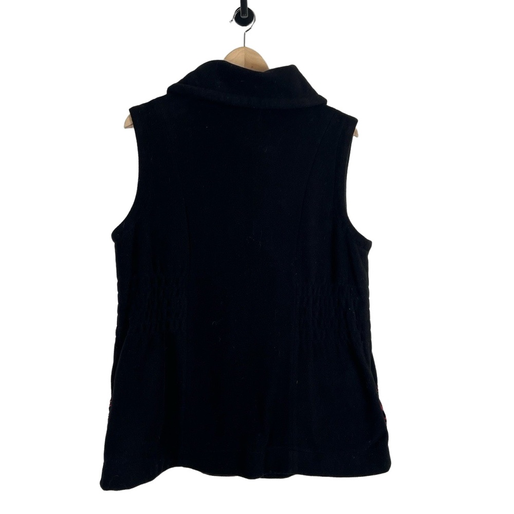 Icelandic Design Polar Fleece Vest Womens‎ XL Black Red Embroidery Nordic Scandi - Picture 8 of 9